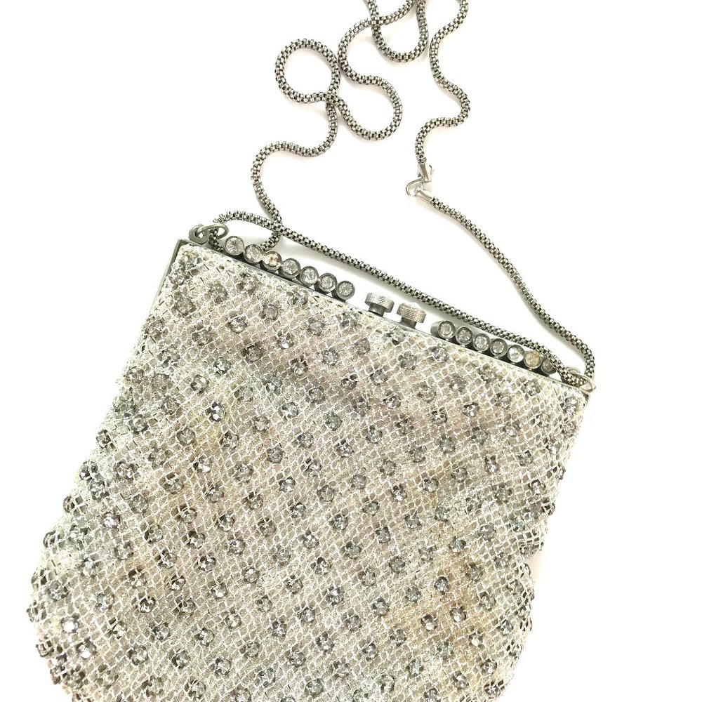 Vintage Silver Evening Bag with Chain Strap